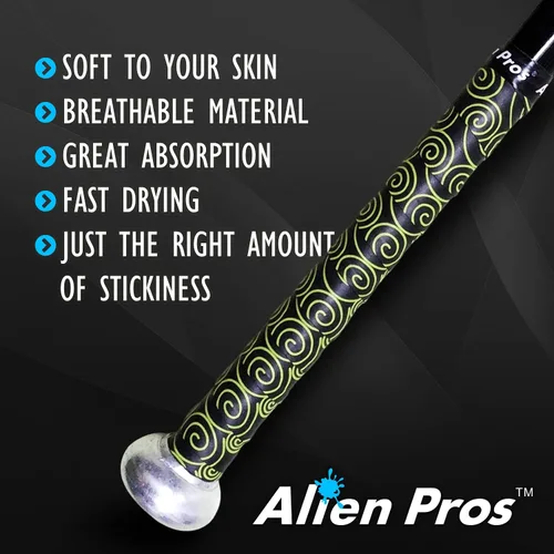 Miniatura 4 de ALIEN PROS Cinta de agarre de bate para béisbol de 0.020 in (paquete de 2) – Cinta de bate precortada y de calidad profesional – Envuelve tu bate