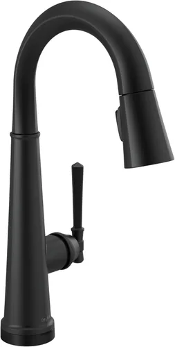 Miniatura 19 de Delta Faucet Emmeline - Grifo de barra negro mate con rociador extraíble, grifo de fregadero de barra negra de un solo agujero, grifos de barra