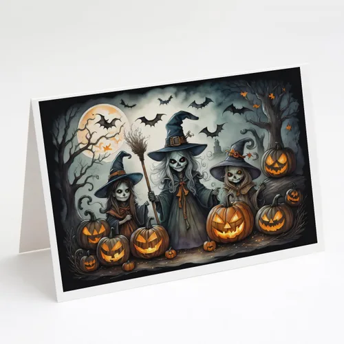 Miniatura 38 de Caroline's Treasures DAC2223GCA7P - Tarjetas de felicitación y sobres de Halloween espeluznantes de gato negro, paquete de 8 tarjetas en blanco