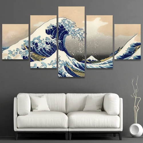 Miniatura 4 de SIGNWIN Hokusai - Lienzo grande para pared, diseño de la gran ola de Kanagawa, ilustraciones abstractas, impresionismo, moderno, panorámico
