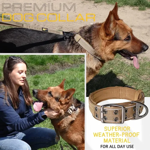 Miniatura 5 de ADITYNA Collar de perro resistente para perros grandes, collar reflectante con asa para entrenar y caminar, ancho, grueso, táctico, acolchado