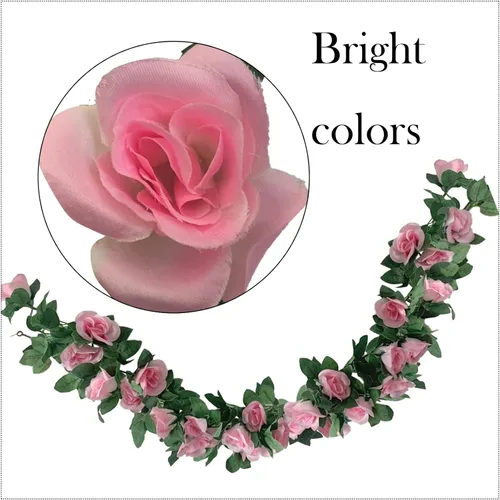 Miniatura 4 de Paquete de 2 Guirnaldas de Vid de Rosa Artificial Rosas Falsas Flores Plantas Enredaderas Colgantes Decoración de Hojas Florales para Boda Fiesta