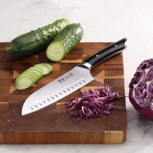 Miniatura 5 de Cangshan HELENA Serie Acero Alemán Forjado 7" Cuchillo Santoku (negro)