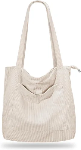 Miniatura 12 de Bolso de pana Iioscre para mujeres, bolsos hobo con cierre de cremallera, bolsos de hombro casuales de gran capacidad con bolsillos interiores