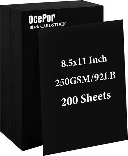Miniatura 10 de OcePor 100 hojas de cartulina negra de 8.5 x 11 pulgadas, cartulina negra de 92 libras/250gsm, papel grueso de cartulina, papel pesado de cartulina