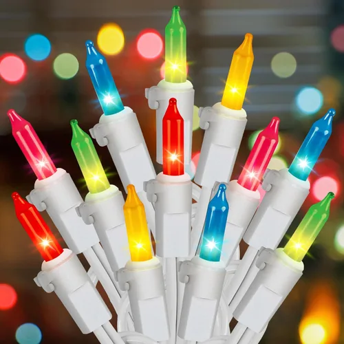 Miniatura 11 de Hopolon Mini Luces en Cadena Rojas de Navidad 2 Juegos de 50 Unidades 13 Pies Bombillas Incandescentes Mini Luces en Cadena Impermeables para Rojo