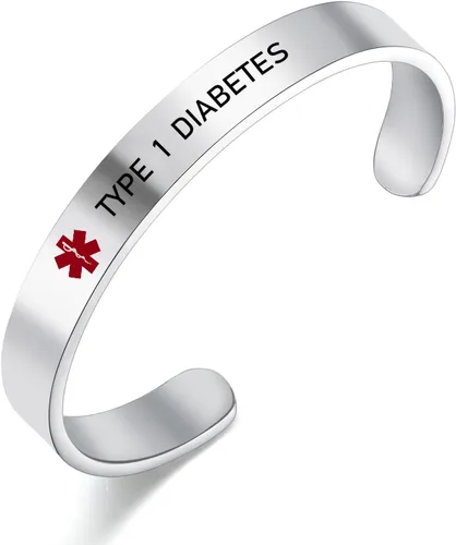 Miniatura 18 de LoEnMe Jewelry Pulseras de alerta médica personalizadas para hombres y mujeres, personalizable, grabado gratuito, acero inoxidable, pulsera