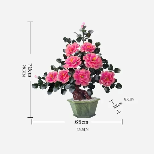 Miniatura 2 de Plantas artificiales de simulación en maceta, árbol bonsái, plantas artificiales de jade en maceta, flor de peonía, árbol artificial tallado