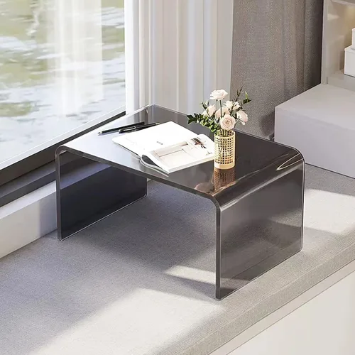 Miniatura 3 de Mesa C de acrílico para sofá, mesa auxiliar multiusos en forma de C de 25.6 pulgadas, mesa auxiliar de acrílico transparente, moderna mesa auxiliar