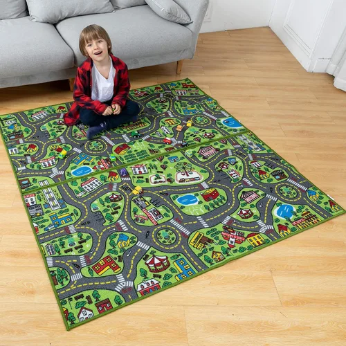 Miniatura 8 de JOYIN Alfombras de juego para niños, alfombra de vida urbana, alfombra duradera para juegos de simulación de ciudad, alfombra para niños pequeños