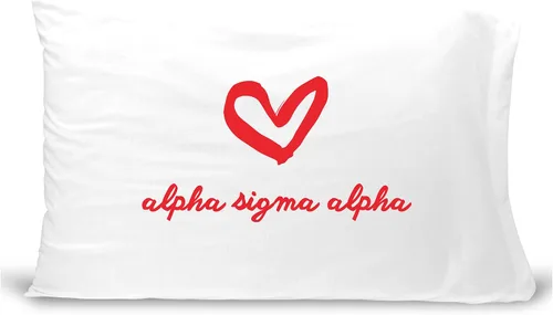 Miniatura 16 de sockprints Funda de almohada Alpha Chi Omega - Nombre de la hermandad con diseño de corazón. Funda de almohada 100% algodón tamaño estándar 20 x 30