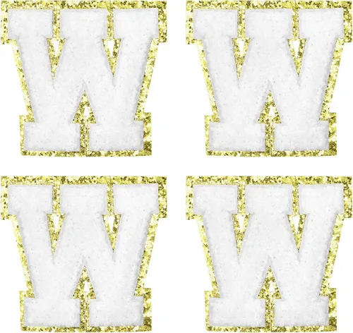 Miniatura 23 de MECCANIXITY 4 parches de letras de felpilla termo-adhesivas con letras del alfabeto blanco, talla M, 3 pulgadas de altura para ropa, zapatos