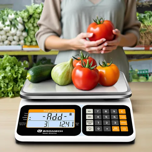 Miniatura 9 de Báscula comercial de alimentos de 66 lb/30 kg, báscula de computación digital de alta precisión para marcas de agricultores, delicatessen, pantalla