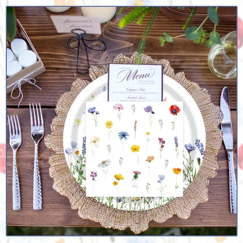 Miniatura 6 de T-Antrix 40 piezas de platos y servilletas de flores silvestres, suministros de fiesta, juego de vajilla desechable floral de flores silvestres