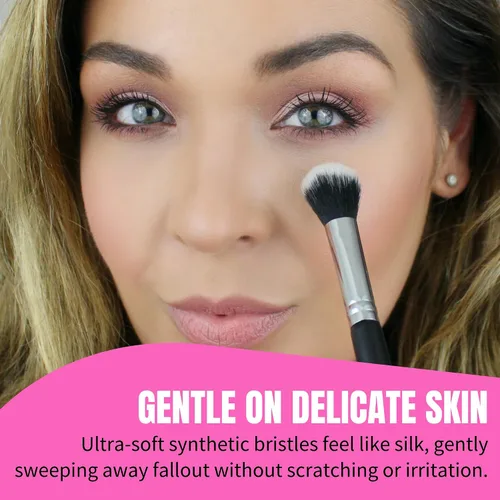 Miniatura 3 de Beauty Junkees Cepillo corrector para debajo de los ojos, pequeño, suave, esponjoso, cónico, sintético, sin crueldad, vegano, para polvo de fijación