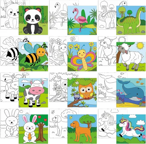 Sherr 12 lienzos predibujados para pintar animales, lienzos preimpresos para pintar para principiantes, estudiantes, suministros de pintura