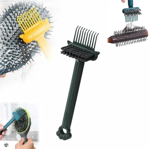 Herramienta de limpieza para cepillos de pelo 2 en 1, cepillo de limpieza de peine 2025 NUEVO, limpiador de cepillos de pelo portátil, solución Verde