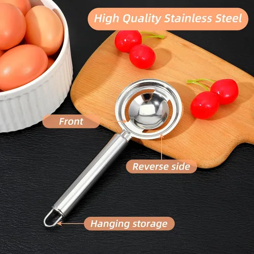 Miniatura 6 de Separador de yema de huevo, 2 unidades, separador de huevos para huevos crudos, herramienta de acero inoxidable, huevos blancos para cocinar