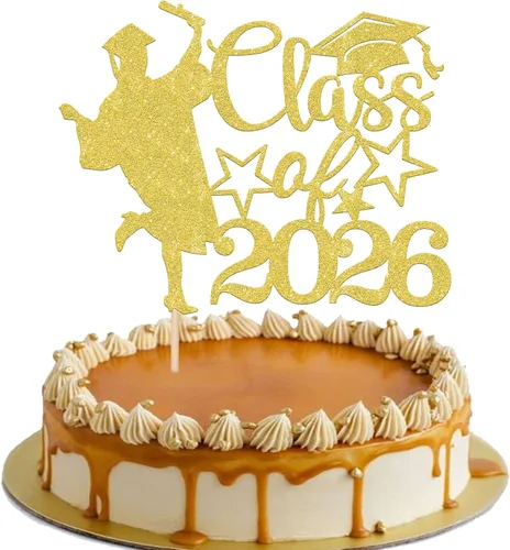 Miniatura 44 de 1 paquete de decoración para tarta de graduación para niña, con purpurina, para diploma, decoración para adultos mayores 2026, para niñas, escuela