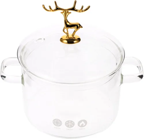 MAGICLULU Olla de vidrio de borosilicato alto con tapa resistente al calor olla de cocina para fideos, sopa y guisos, asas antideslizantes,