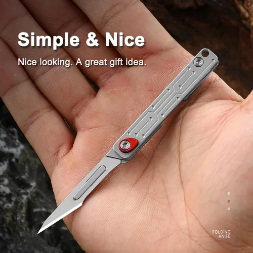 Miniatura 4 de Cuchillo pequeño para llavero, mini cuchillos de bolsillo plegables con 10 cuchillas quirúrgicas reemplazables, bisturíes, lindo cortador de caja