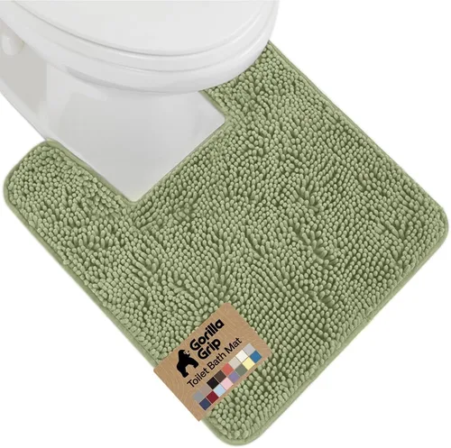 Miniatura 90 de Gorilla Grip - Tapete de baño afelpado, absorbente, peludo, de felpilla, para base de inodoro cuadrada, reverso de goma, suave, de microfibra, claro