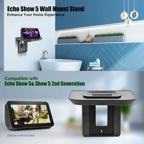 Miniatura 2 de Soporte de pared para Echo Show 5, soporte de pared para Echo Show 8, soporte universal para altavoz, giratorio ajustable de 360 grados, accesorios