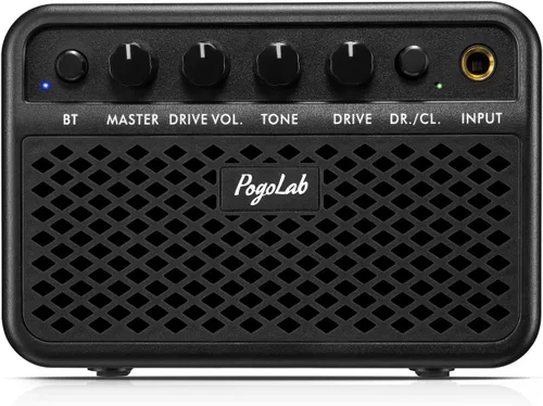 POGOLAB Mini Amplificador de Guitarra, Amplificador Eléctrico Pequeño Portátil de 5W, Efectos Limpios y de Saturación de 2 Canales, Altavoz