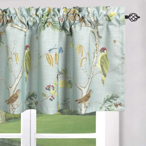 Miniatura 38 de Leeva Cortinas rústicas de cocina con estampado floral verde mezclado de lino para media ventana, para comedor, bolsillo para barra, cafetería