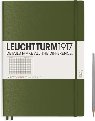 Miniatura 38 de LEUCHTTURM1917 - Cuaderno de tapa dura Master Slim A4+ - 123 páginas numeradas para escritura y diario (salvia, a rayas)