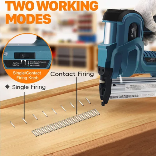 Miniatura 5 de Brad Nailer - Pistola de clavos eléctrica de calibre 18, clavadora de clavos 2 en 1 con 800 clavos y grapas, pistola de clavos con 2 baterías de 2.0