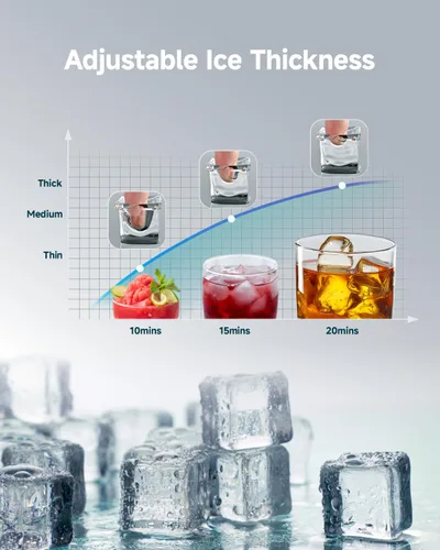Miniatura 3 de EUHOMY Máquina comercial para hacer hielo, 80 libras/24 horas, 36 cubitos de hielo en 8-12 minutos, máquina de hielo debajo del mostrador con filtro