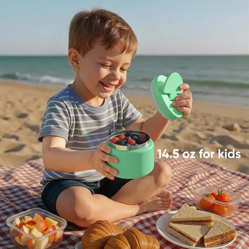 Miniatura 6 de Termo de sopa de 14.5 onzas para comida caliente para niños, tarro de comida aislado al vacío, termo de sopa sin torsiones para comida caliente