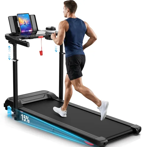 Miniatura 12 de ANCHEER - Cinta de correr con inclinación del 15% y tapete para caminar con estación de trabajo y escritorio ajustable, portátil para el hogar