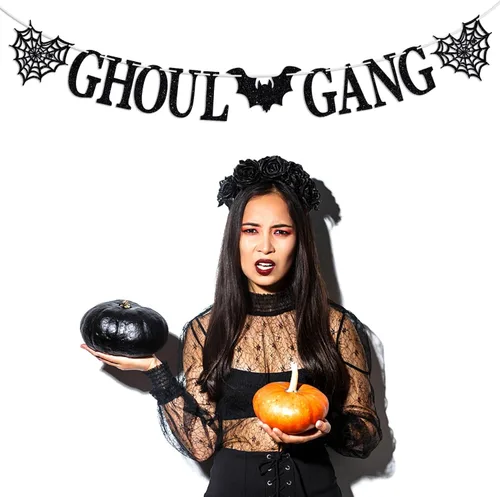 Miniatura 4 de Cartel de Ghoul Gang, accesorios para fotos de fiesta de noche de Halloween, temática de fantasmas de terror, suministros de decoración de fiesta