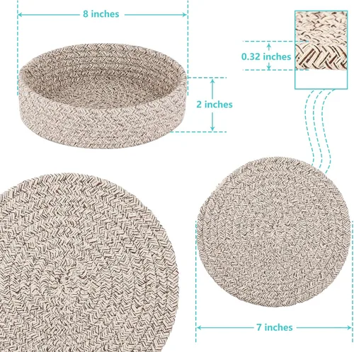 Miniatura 3 de Salvamanteles para platos calientes, ollas y sartenes, almohadillas calientes con cesta de almacenamiento, soportes para ollas para cocina, tapete