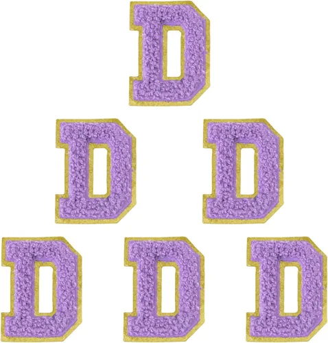 Miniatura 104 de 6 piezas de parches de letras de chenilla autoadhesivas, parches de letras preppy de 2 pulgadas para bolsos, ropa y sombreros, grandes pegatinas