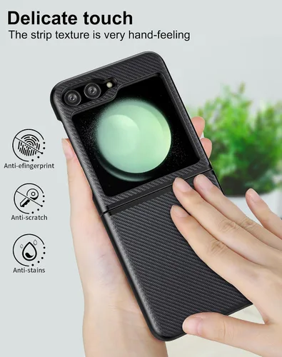 Miniatura 5 de Foluu Funda protectora delgada para Samsung Galaxy Z Flip 5 con protección de bisagra, correa de goma de piel sintética + carcasa de policarbonato