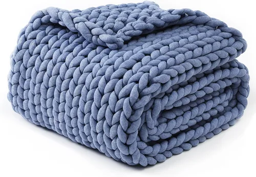 Miniatura 13 de YnM Manta Gruesa de Lana, Tejida a Mano con Hilo de Chenilla, Amigable para la Piel, Ventilada y Transpirable, Lavable a Máquina, Pieza
