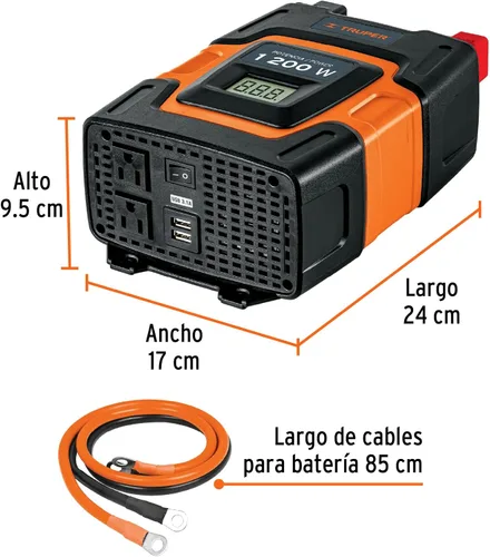Miniatura 3 de Truper Inversor de corriente 10491 / INCO-1000-1000 W con puerto de carga USB