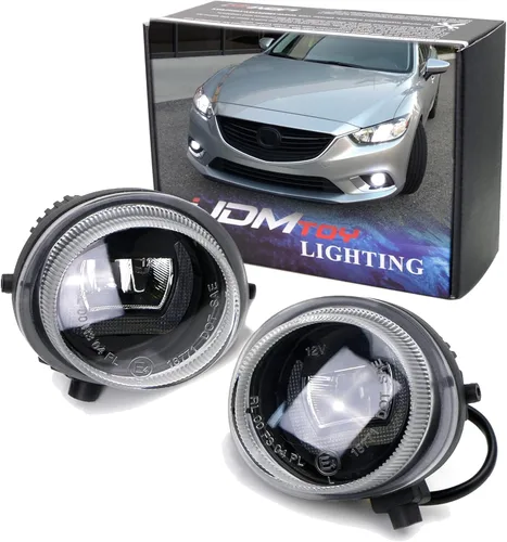 iJDMTOY 2 en 1 luz LED blanca de circulación diurna/lámparas antiniebla compatibles con Mazda 2 3 6 CX-5 CX-7 MX-5, etc., (2) luces LED XB-D como