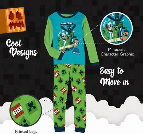 Miniatura 4 de Minecraft Boys' Big Snug Fit Cotton Pajamas