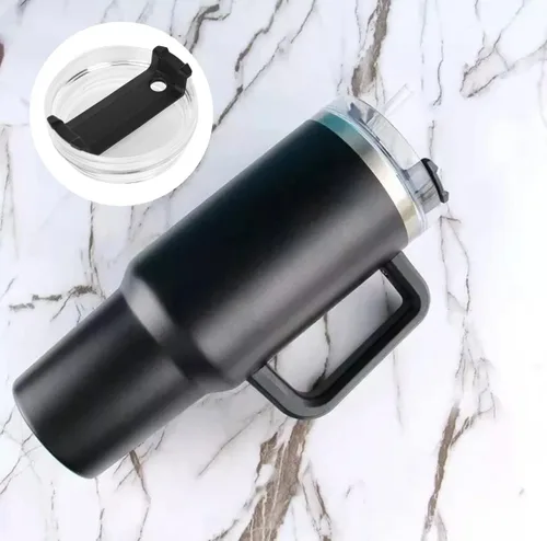 Miniatura 4 de Paquete de 2 tapas para vaso de 40 onzas compatibles con Stanley Quencher, cubiertas de vaso de acero inoxidable a prueba de derrames y resistentes
