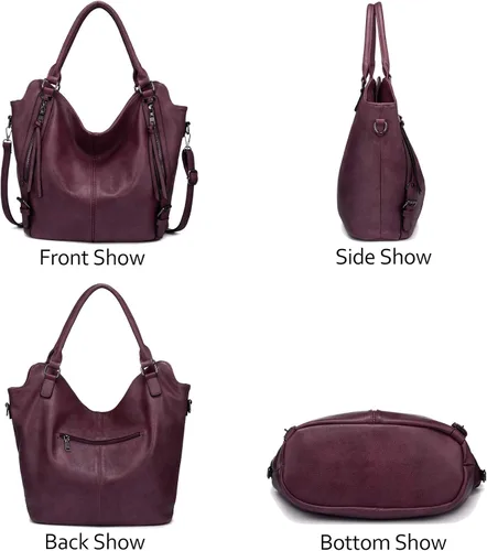 Miniatura 2 de Bolso de mano oculto para mujer, bandolera de cuero, bolso grande con funda desmontable, Bolso Hobo oculto