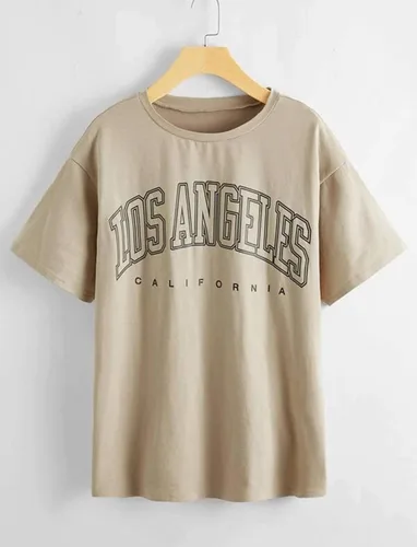 Miniatura 2 de SAFRISIOR Camiseta de gran tamaño con estampado gráfico de letras para mujer cuello redondo hombros caídos manga corta larga