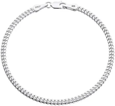 Pulsera de cadena con eslabones cubanos de plata de ley 925 de 3 mm, 5 mm, 8 mm para hombres y mujeres, 16.51 cm a 22.86 cm