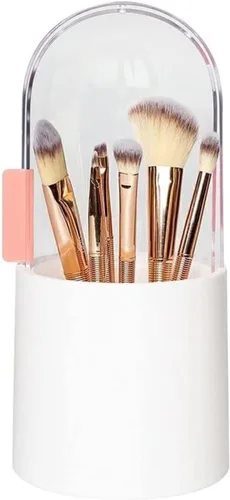 Miniatura 7 de Makeup Acrylic Makeup Brush Storage Box Dressing Table Desktop Cosmetic Portable Storage Organizer(Pink)