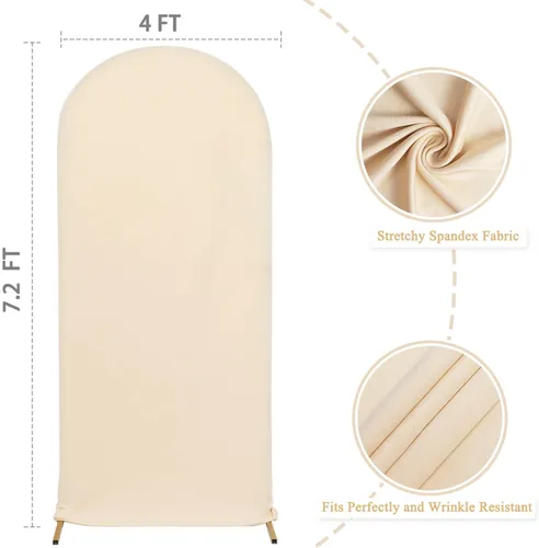 Miniatura 2 de FUHSY Cubierta de Soporte de Arco de 7.2 Pies Color Beige Ajustada Cubierta de Telón de Fondo de Arco de Boda Globo Chiara Paneles de Telón de Fondo