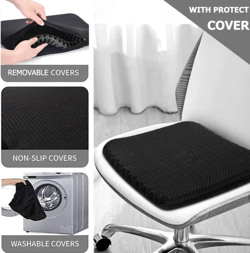 Miniatura 6 de Cojín de gel para asiento, cojín de gel doble grueso en forma de huevo para alivio del dolor por presión, cojín transpirable para silla de ruedas