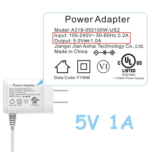 Miniatura 3 de HelloBaby Cargador oficial de repuesto para monitor de bebé HB6550/HB6560/HB50-5V, adaptador de cable de alimentación para monitor de bebé, cable